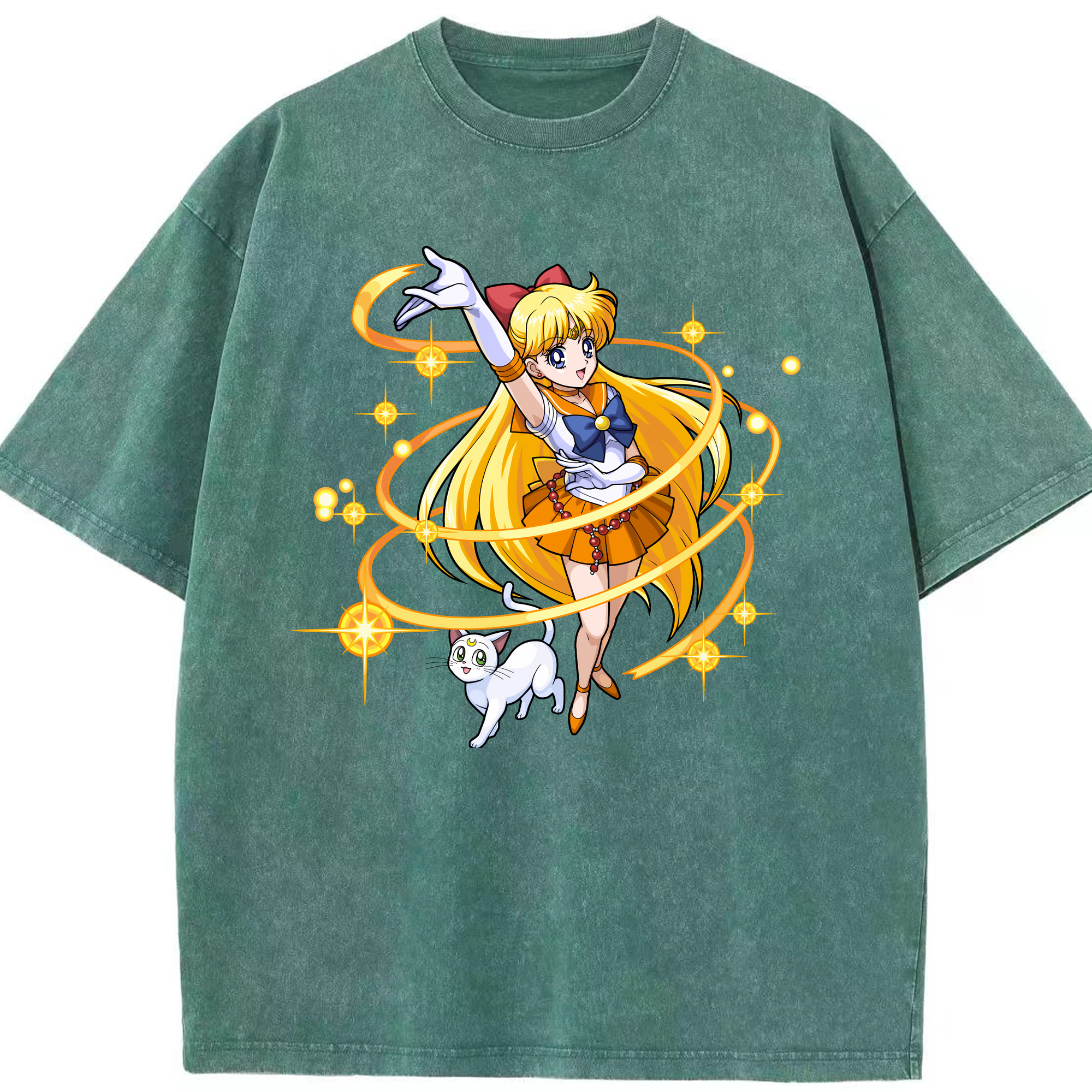 （画像用） 美少女戦士セーラームーン 愛野 美奈子 あいの みなこ Sailor Moon Aino Minako 綿100% ヴィンテージ風 半袖Tシャツ（フロントプリント）